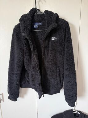 Reebok Women's Black Plush Sherpa Zip-Up Jacket